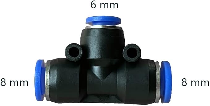 5 Pcs 8mm x 6mm x 8mm Pneumatic T Shaped 3 Way Tube Reducer Connector, Quick - Image 2