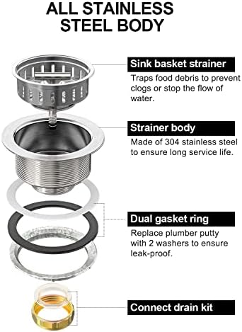 BOTEMY B9171 Kitchen Sink Drain 3 1/2 Inch Kitchen Sink Drain Strainer Assmebly - Image 5