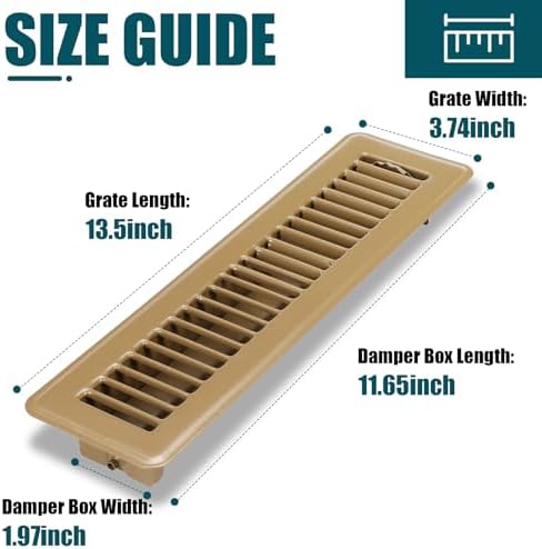 VOISEN Floor Register 2x12, 4 Pack Brown Floor Vent Covers - Image 3