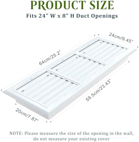 24x8 Adjustable Air Supply Grille - Image 2