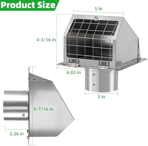 3 Inch Dryer Vent Cover Outside - Image 2