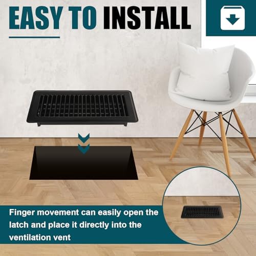VOISEN Floor Register 4x10, 8 Pack Black Floor Vent Covers - Image 6