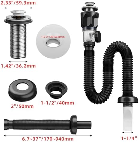 Bathroom Sink Drain Kit with Flexible Expandable P-Trap Sink Drain Pipe Tube - Image 4