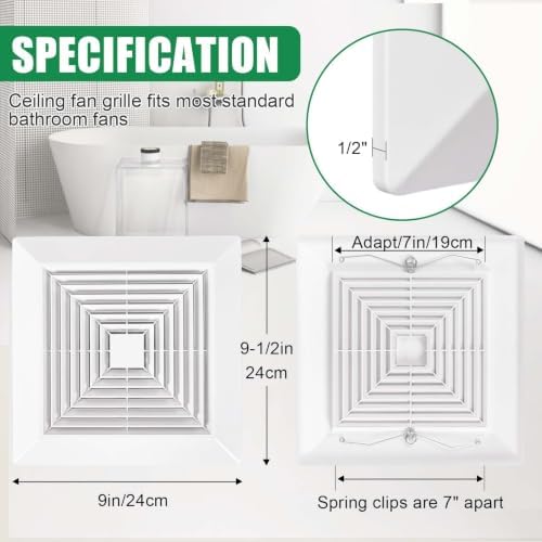 White 1 Piece Bathroom Exhaust Fan Cover - Image 2