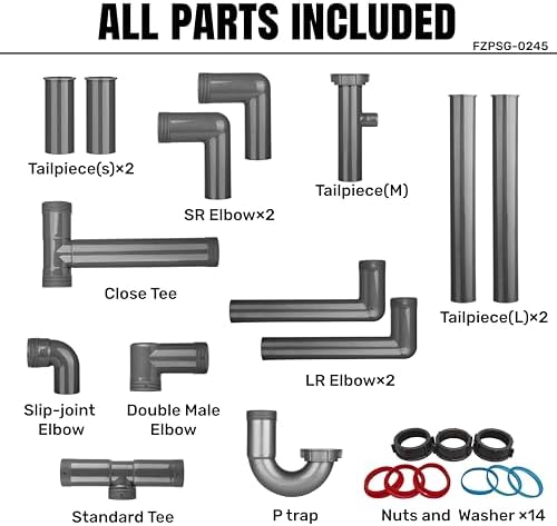 Universal 1-1/2 In Kitchen Sink Drain Kit, P-Trap And S-Trap Set - Image 2
