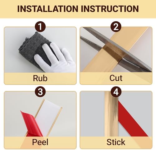 Trimold Brushed Gold Molding Trim Peel and Stick, Flexible Mirror Border Design - Image 6