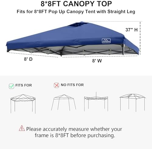 8x8 Replacement Top Pop Up Canopy Tent Cover Roof - Image 2