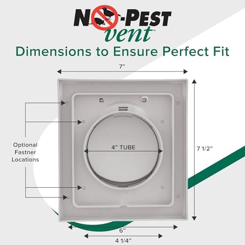 NO-PEST VENT Dual Door Dryer Vent Cover 4 Inch Outdoor, Made in USA, Highest - Image 5