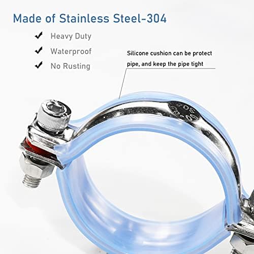 AKIHISA 2 Pcs 304 Stainless Steel Pipe Supports, Wall Mount Ceiling Mount Pipe - Image 2