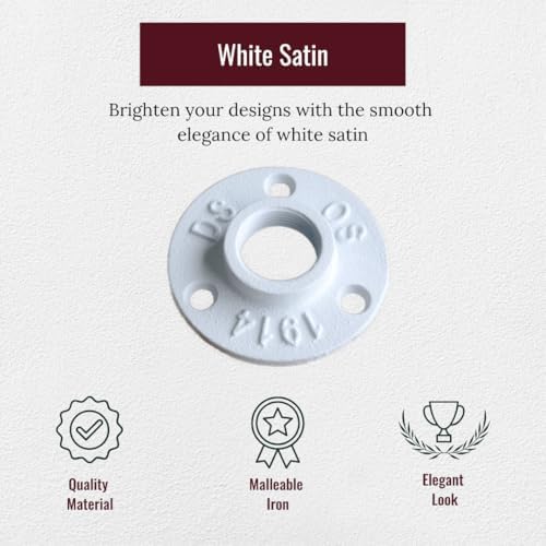 3/4" FLANGE Industrial Threaded Black Iron Pipe Fittings; White Satin Finish - Image 2