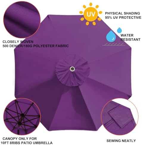 EliteShade USA 10FT Patio Umbrella Replacement Covers 8 Ribs Market Umbrella - Image 4