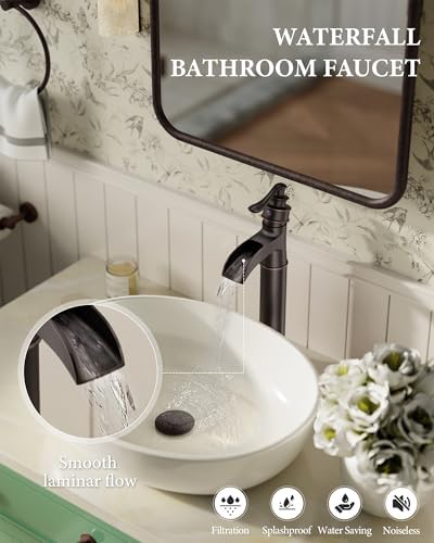 Waterfall Vessel Sink Faucet Brass Single Handle 1 Hole - Image 2