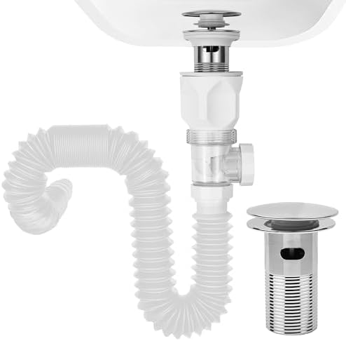 Bathroom White Sink Drain Kit, by Rackickyer