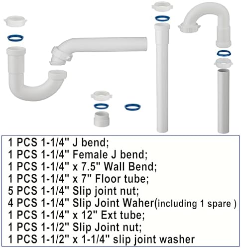 Yariwiz 1-1/4 inch White Bathroom Drain Kit - Image 7