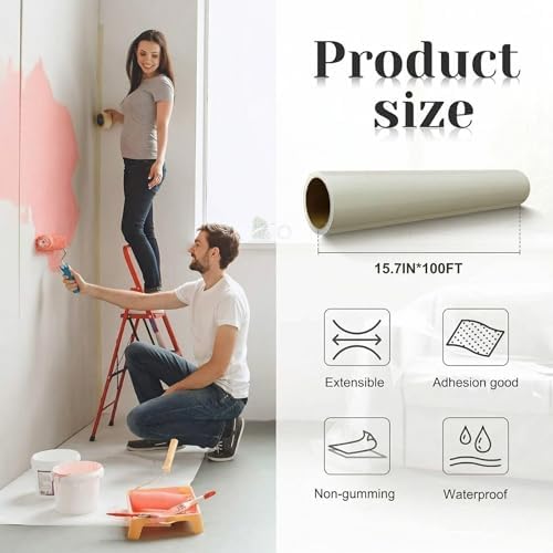 Amylove 15.7 Inch X 100 ft Carpet Plastic Protection Film, Transparent - Image 2