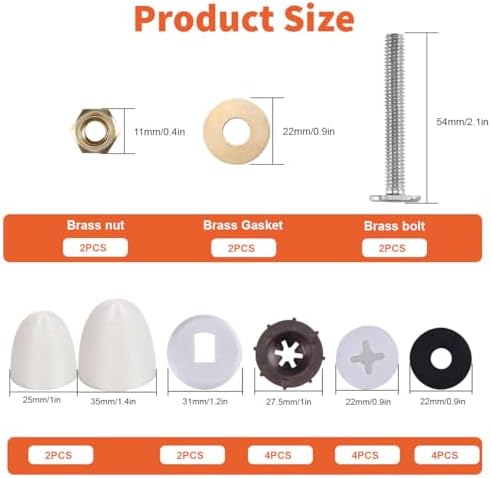 Toilet Floor Bolts and Caps Set Stainless Steel Toilet Flange Repair Kit Closet - Image 2