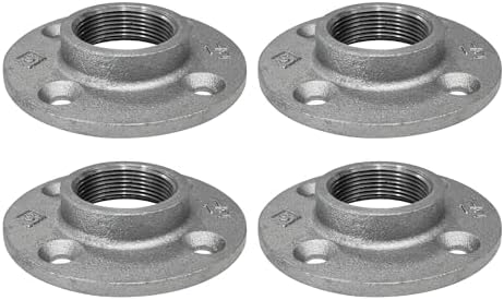 PIPE DECOR 1-1/2" Malleable Iron Floor Flange 4 Pack, Industrial Steel Grey by PipeD%C3%A9cor
