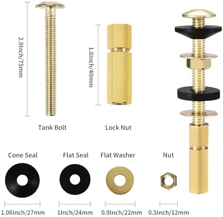 Universal Toilet Tank to Bowl Bolts Kit, Brass Toilet Tank Bolts - Image 3