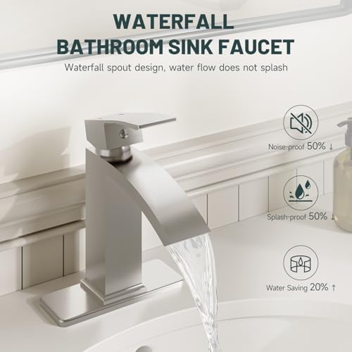 Brushed Nickel Waterfall Bathroom Faucets - Image 3
