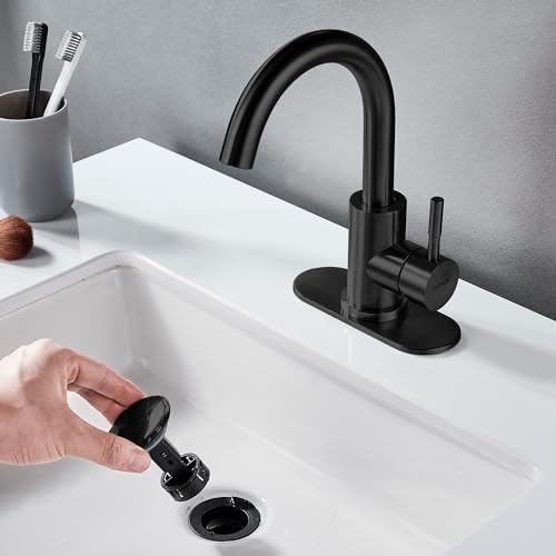 Matte Black Bathroom Sink Faucet Single Hole, Modern Single Handle Bathroom - Image 3