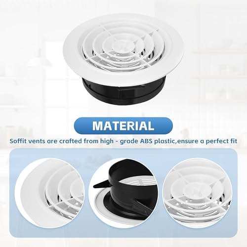 Round Air Vent Cover, 6 Inch Adjustable, ABS Ceiling Vent - Image 3