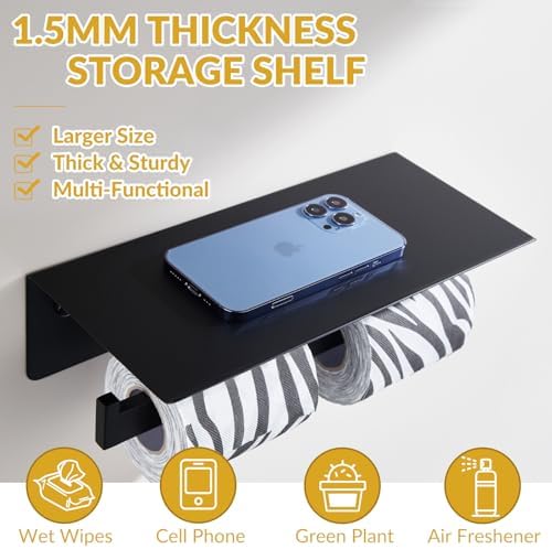 APLusee Matte Black Double Toilet Paper Holder - Image 5