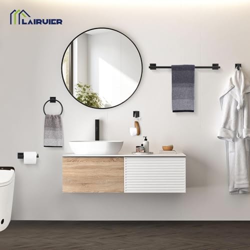 Lairuier 10-Piece Matte Black Bathroom Accessories, Towel Bar Set - Image 6