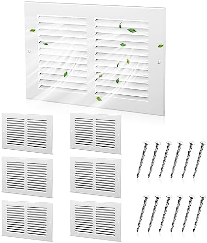 Pelopy 10 x 6 Inch 6 Pack Return Air Grille Vent Covers & 12 Screw by Pelopy