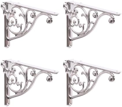 Shelf Brackets 6 Inch 4 Pack Heavy Duty Polished Nickel Wall Bracket Victorian by khtumeware