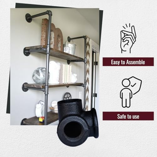 1/2" 3-WAY ELBOW Industrial Threaded Black Iron Pipe Fittings; Black Satin - Image 4