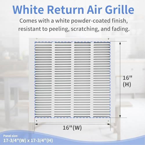 Howeall 16"W x 16"H Steel Return Air Grille, Air Return Vent Cover - Image 3