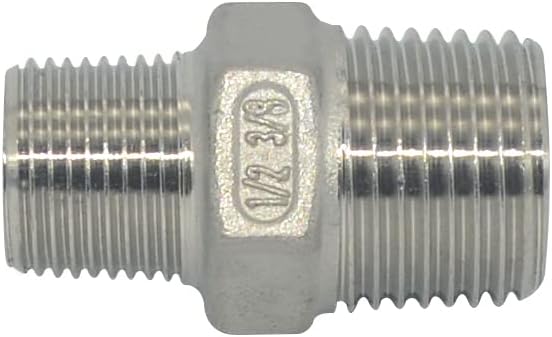 1/2" x 3/8" Male Threaded Reducing Nipple Fitting/Adapter, Stainless Steel - Image 2