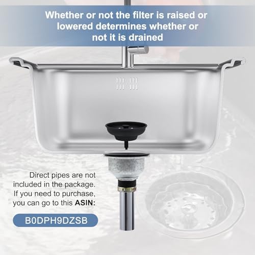 ZM Black Deep Locking Kitchen Sink Basket Strainer - Image 5