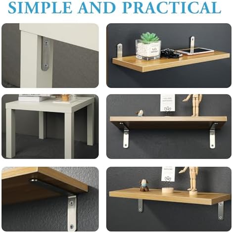 Alise 12Pcs Floating Shelf Brackets, 5x3in Heavy Duty L Bracket - Image 5