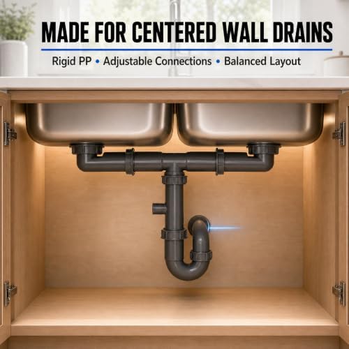 1-1/2" Double Kitchen Sink Drain Kit - Image 2