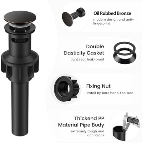 Bathroom Sink Drain with Overflow with Hair Catcher Anti-Clog Sink Strainer - Image 6