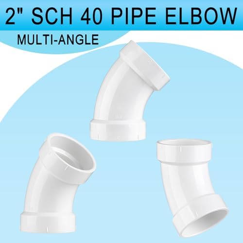 Asterbacks 2 inch PVC 45 Degree Elbow Schedule 40 White Pipe Fittings - Image 6