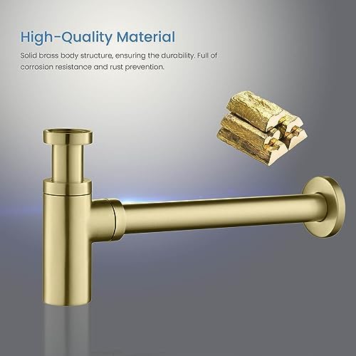KIBI Round Bottle Trap for Bathroom Sink | Decorative Brass Basin Sink Waste - Image 3