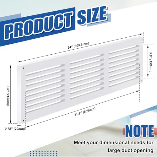 Colingmill 1 Pcs Decorative Return Air Vent Cover 24 x 8.5 x 3/4 Inch White MDF - Image 2