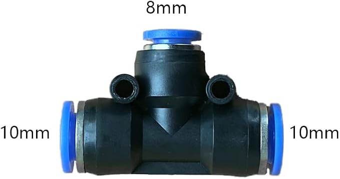 5 Pcs 10mm x 8mm x 10mm Pneumatic T Shaped 3 Way Tube Reducer Connector - Image 2