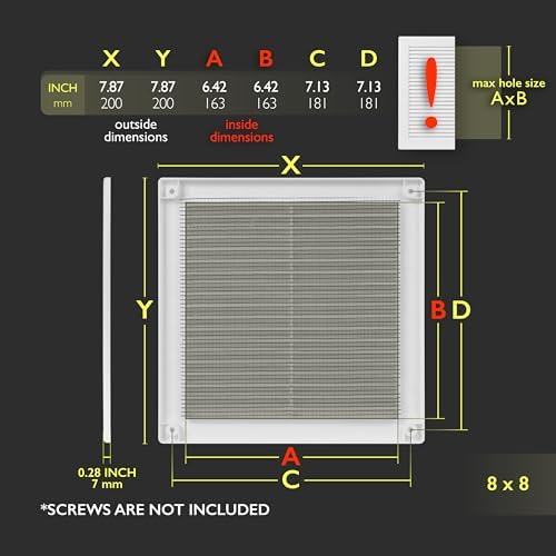 8 x 8 Inch White Air Vent Cover – Plastic Square Air Vent Grill Cover - Image 2