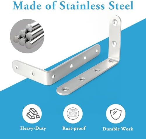 Alise 12Pcs Floating Shelf Brackets, 5x3in Heavy Duty L Bracket - Image 6