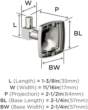 Amerock Stature Single Prong Polished Nickel Wall-Mounted Hook - Image 3