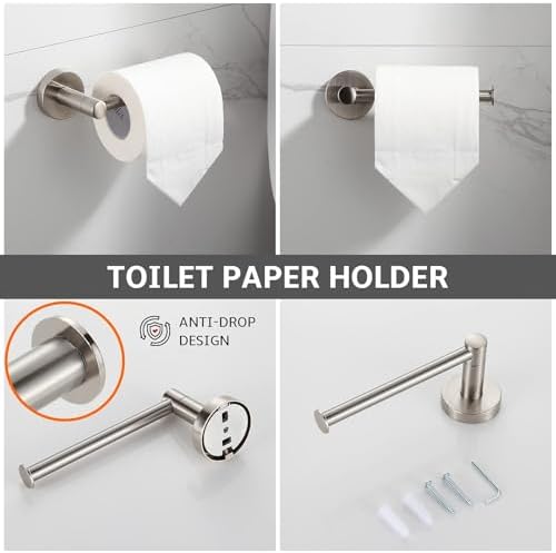 BGL Bathroom Accessory Set, 4-Piece Brushed Nickel Towel Racks - Image 4