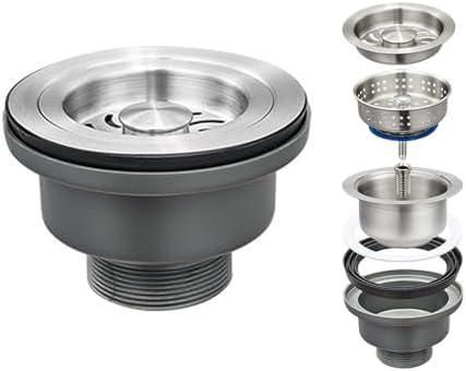 3-1/2 ‘’Kitchen Sink Drain Assembly Kit 304 Stainless Steel Sink Strainer Drain by QruiLanTu