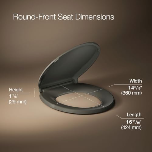 KOHLER 4639-RL-NY Cachet ReadyLatch Round Toilet Seat Soft Close, Thunder Grey - Image 3