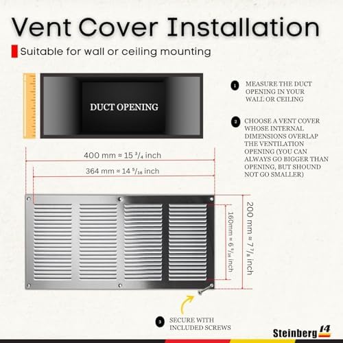 Steinberg14 Stainless Steel Vent Cover 14x6 - Image 5