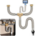 Double Sink Drain Kit, Stainless Steel Corrugated Flexible Drain Hose, by QruiLanTu