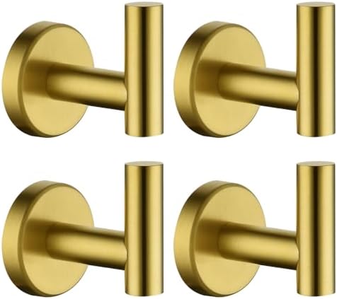 JQK Bathroom Towel Hook Brushed Gold, Brass Coat Robe Clothes Hook by Homeimprovement