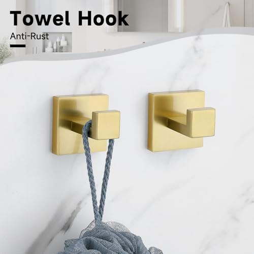 Brushed Gold 5-Pieces Bathroom Hardware Set Towel Bar Set, Stainless Steel - Image 5